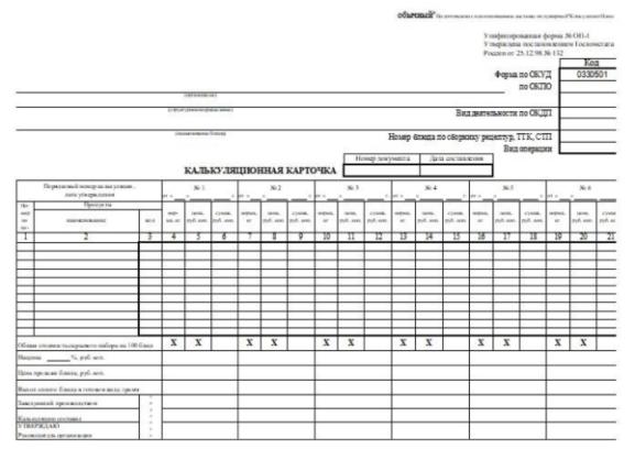 ОП-1 калькуляционная карточка. Калькуляционные карты для общепита. Форма ОП-1 калькуляционная карта. Калькуляционная карта на медовик.